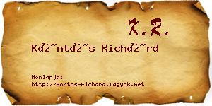 Köntös Richárd névjegykártya
